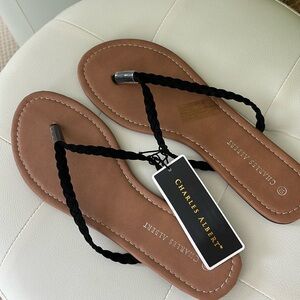 Charles Albert black and tan sandals